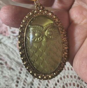 Vintage Gold-Tone and Green Owl Purse Charm or Key Chain Repurposed From Pendant